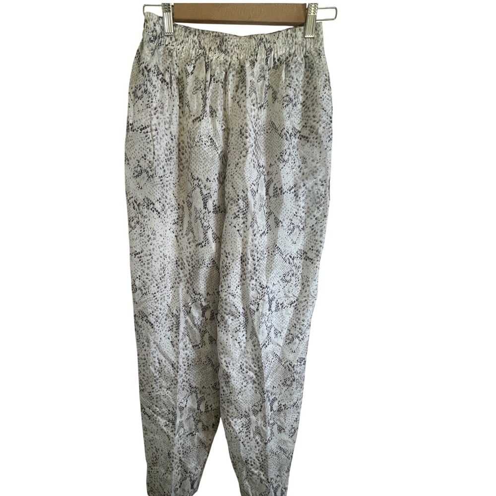 I.B. Diffusion Women's Silk Pull-on Pants Size M Snake Print Elastic Waist - Picture 2 of 13